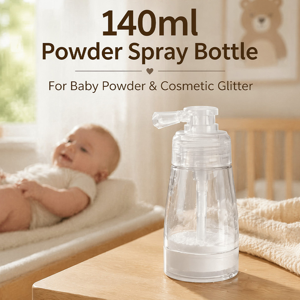 Misting Bottle Fine - ขวดสเปรย์แป้งฝุ่นแบบกดขนาด 140 มล., ขวดใส่แป้งฝุ่นแบบพกพาโปร่งใส, ขวดสเปรย์กลิตเตอร์สำหรับเล็บ, กระป๋องสเปรย์แป้งเด็ก,