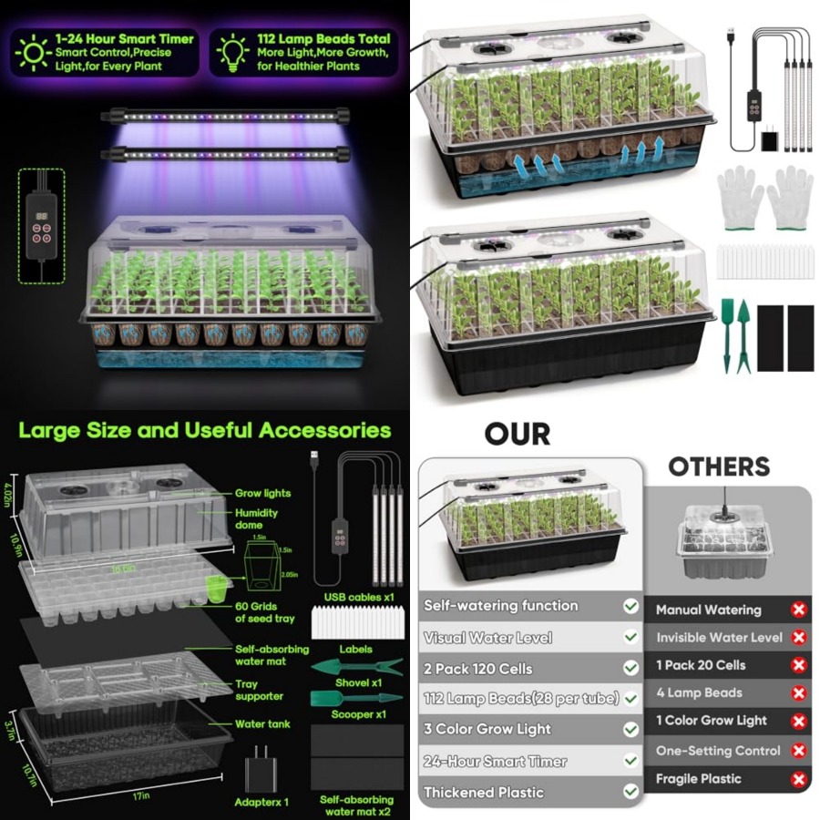 ถาดเพาะเมล็ดแบบรดน้ำเองได้ 120 - Humidity Dome Kit บทวิจารณ์และราคา